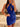 Hand Made Flower Pleated Boned Mini Prom Dress - Royal Blue
