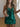 Sparkly Pleated Cross Satin Mini Prom Dress - Emerald Green